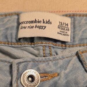 Abercrombie Kids Sky Blue Low Rise Jeans With Pink Bows-Size 13/14 Regular
